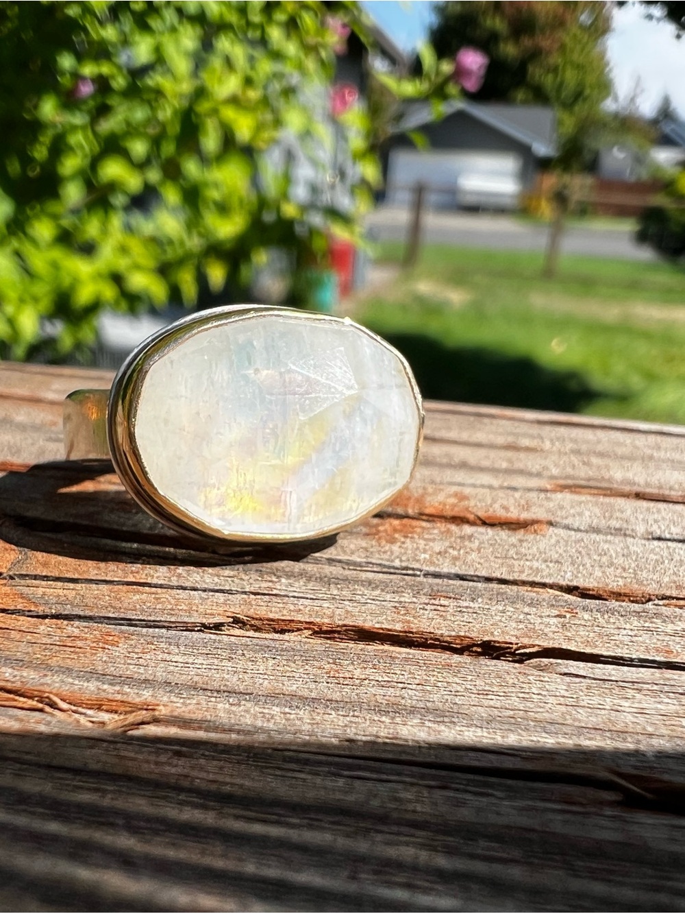 Elegant White Moonstone Ring in Silver - Women’s Jewelry